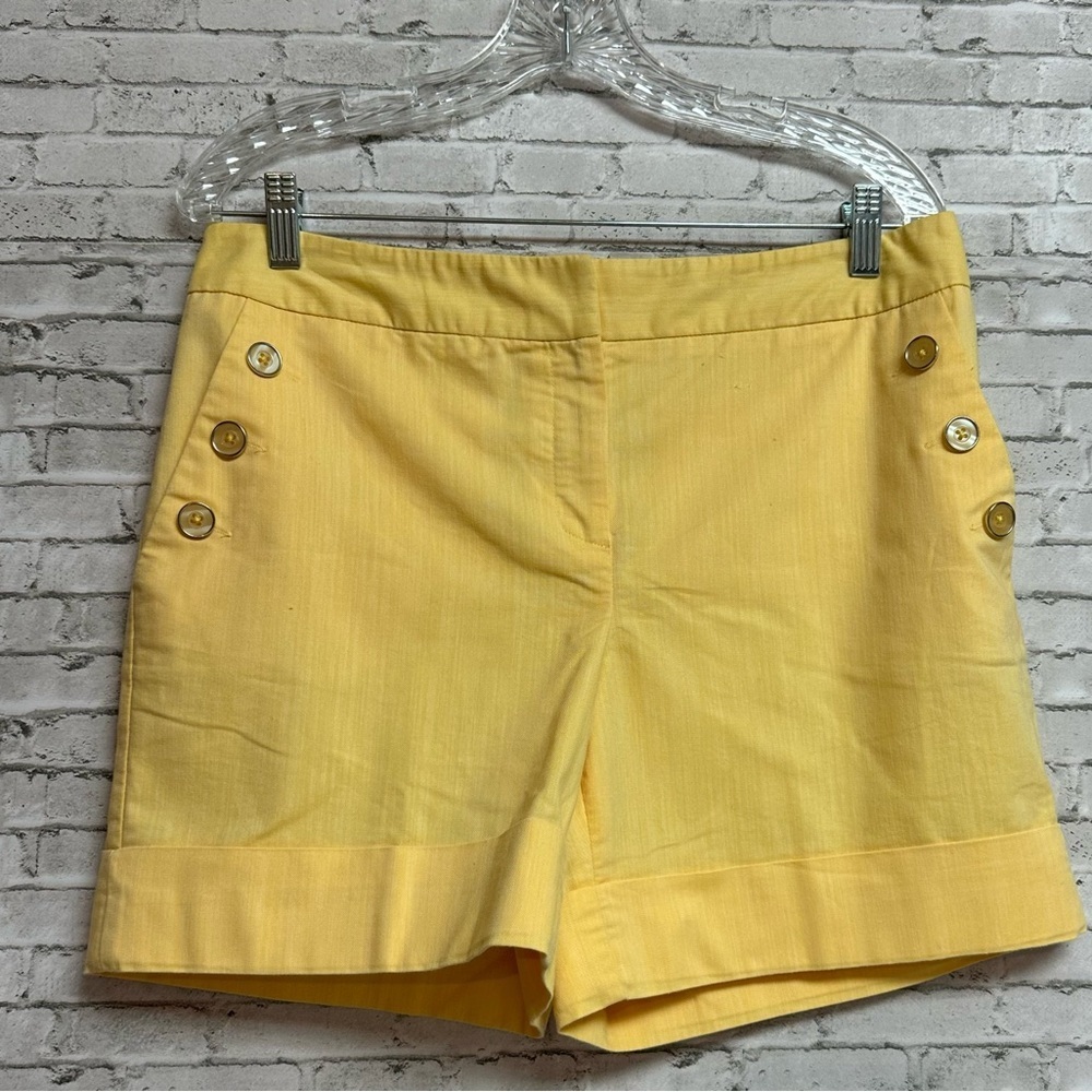 Rafaella Women's Size 10 Yellow Cuffed Shorts Pockets Buttons